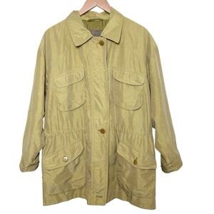 Bogner women’s vintage green sateen windbreaker jacket zip up size large FLAWS